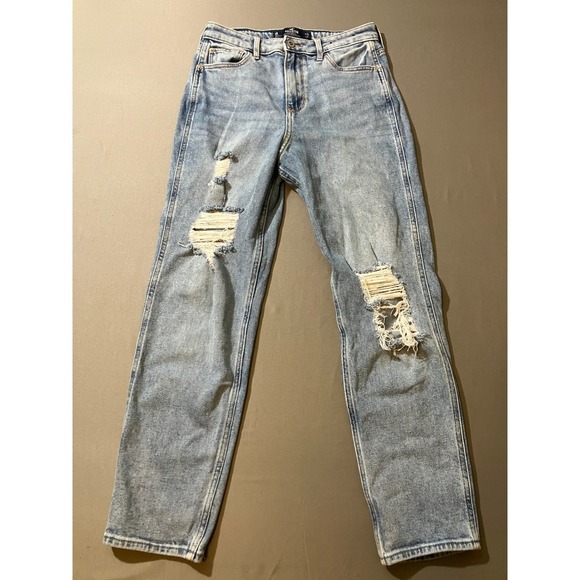 Hollister Denim - Hollister Ultra High Rise Mom Jean Light Wash Distressed Denim Womens Size 26x27